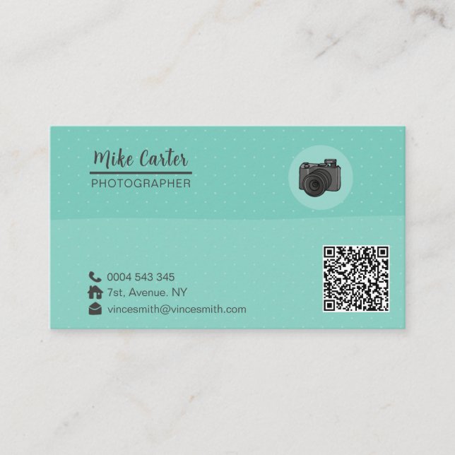Carte De Visite Photographie - Caméra professionnel - Code QR (Devant)