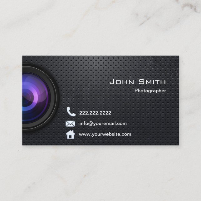 Carte De Visite Photographie Cool Black Metal Professional (Devant)