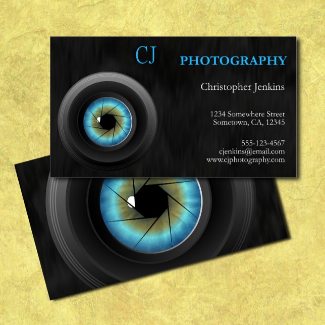 Carte De Visite Photographie cool Caméra Blue Eye Photographe Lens (Créateur téléchargé)