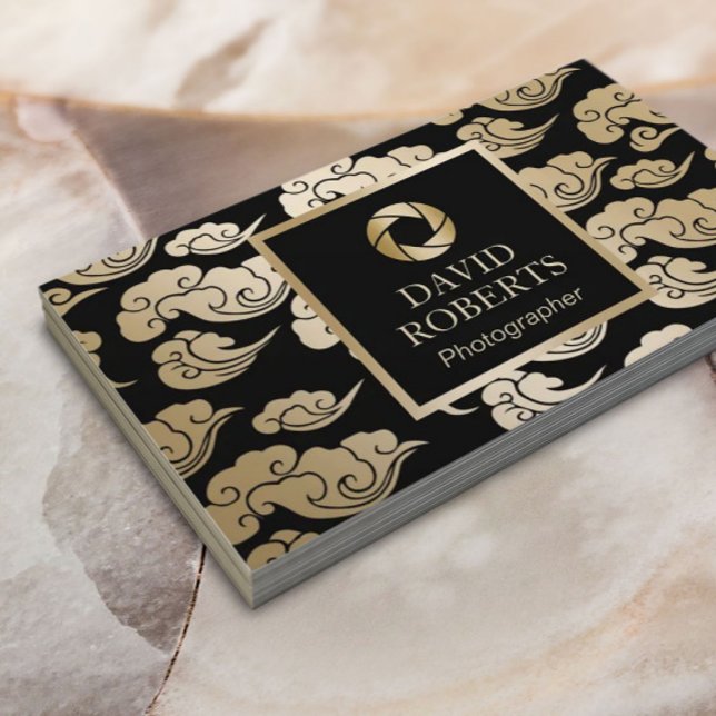 Carte De Visite Photographie de la caméra dorée moderne - Nuages o (Créateur téléchargé)