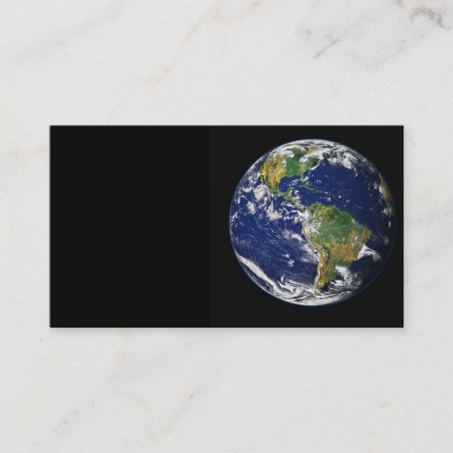 CARTE DE VISITE PHOTOGRAPHIE DE L'ESPACE TERRE PLANÈTE BLUES VERTS (Devant)