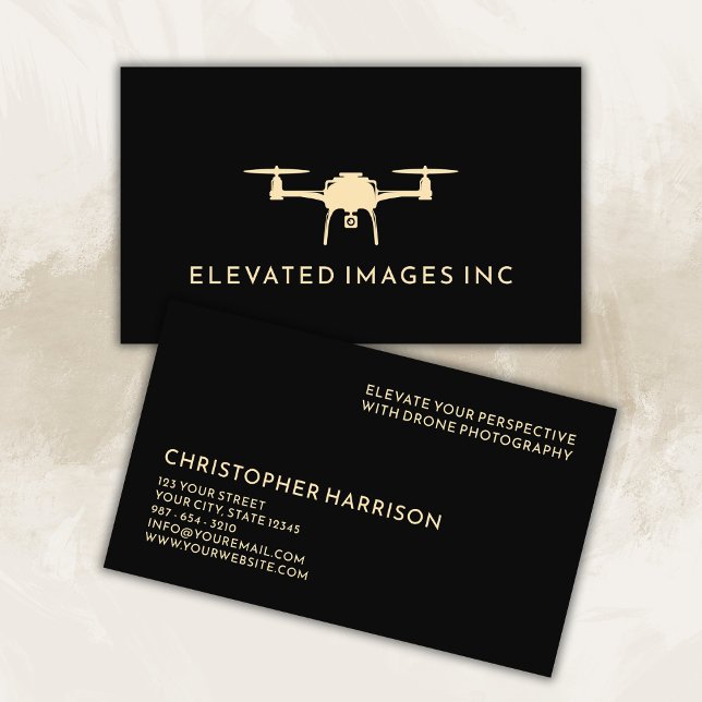 Carte De Visite Photographie de l'opérateur de drone moderne Black (Colors can be changed to your business brand colors.)