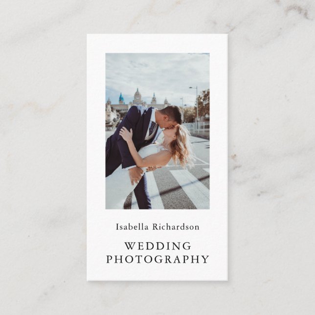 Carte De Visite Photographie de mariage élégante verticale (Devant)
