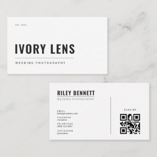 Carte De Visite Photographie de Mariage Minimaliste | Transparent