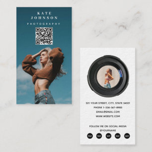 Carte De Visite Photographie de mode personnalisée QR Code Médias 