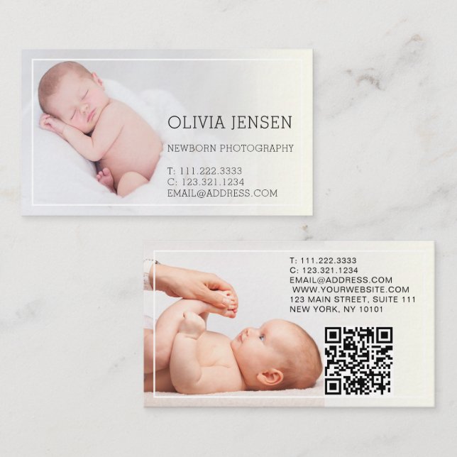 Carte De Visite Photographie de nouveau-né Bébé Photographe 2 Phot (Devant / Derrière)