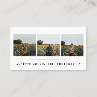 Carte De Visite Photographie de Portrait Simple 3 Photos Modernes 