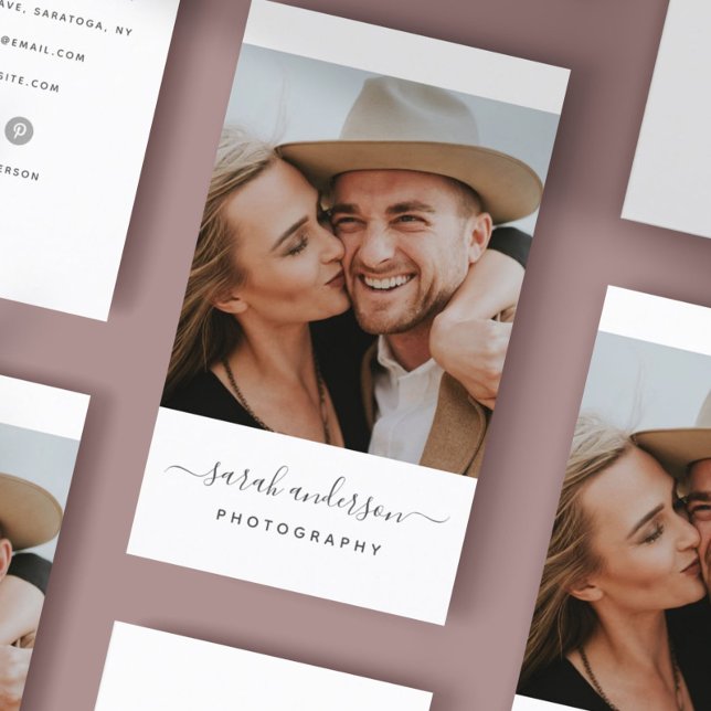 Carte De Visite Photographie de typographie moderne de script (Créateur téléchargé)