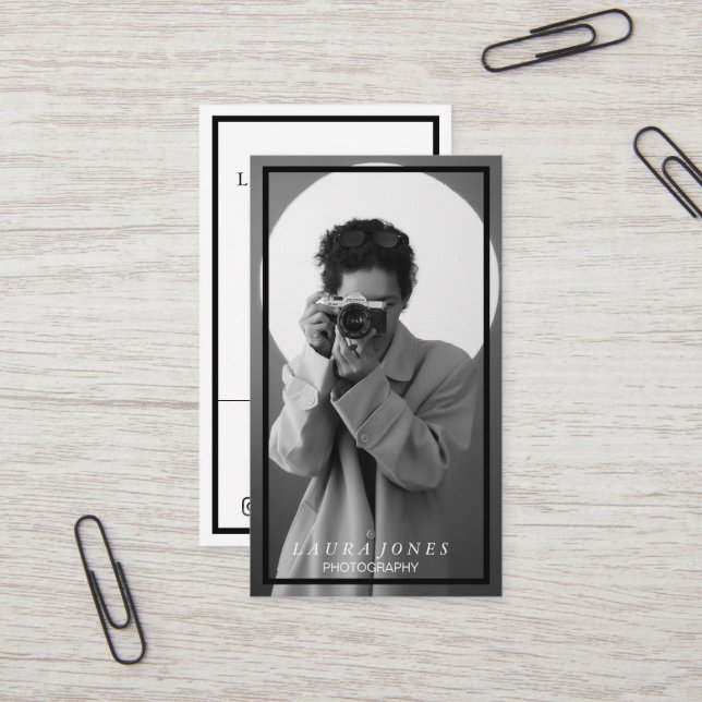 Carte De Visite Photographie du visualiseur de lentilles de caméra (Devant/Arrière en situation)