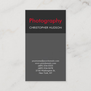 Carte De Visite Photographie élégante en gris rouge tendance