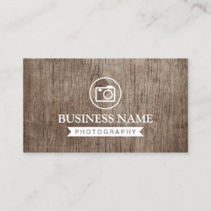 Carte De Visite Photographie en bois vintage de logo