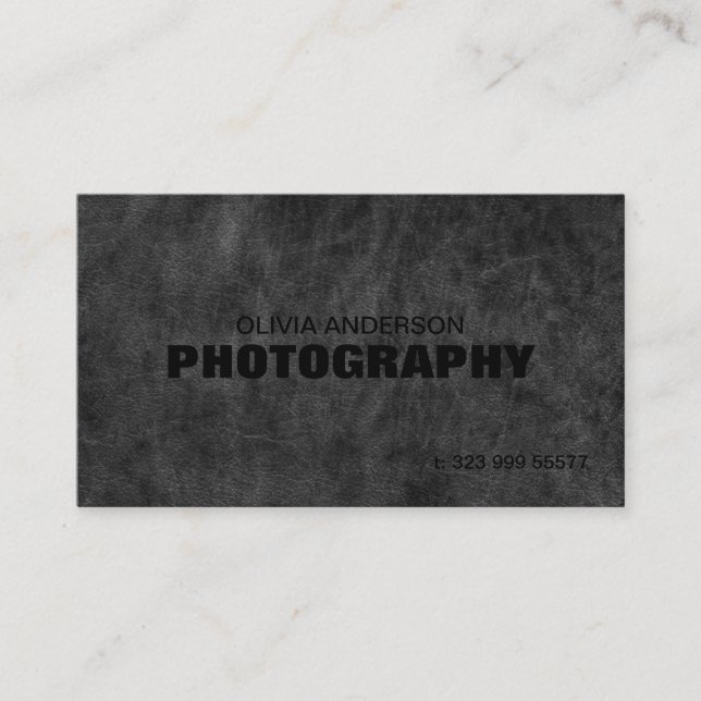 Carte De Visite Photographie en cuir gris foncé (Devant)