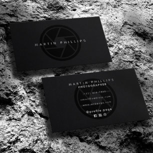 Carte De Visite Photographie et vidéo de l'objectif élégant noir