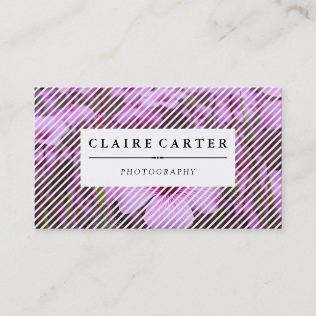 Carte De Visite Photographie Floral Diagonal Stripes (Devant)