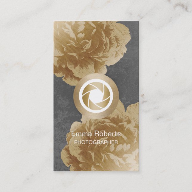 Carte De Visite Photographie florale d'or d'appareil-photo de (Devant)