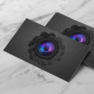 Carte De Visite Photographie florale noire Élégante Photographe no