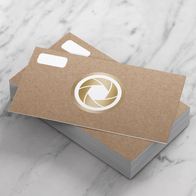 Carte De Visite Photographie Gold Shutter Rustic Kraft Photographe (Créateur téléchargé)