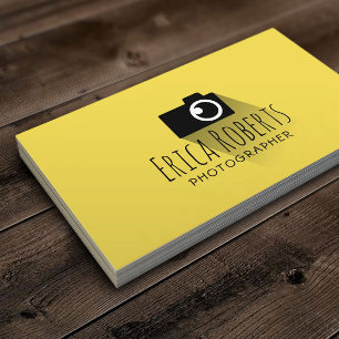 Carte De Visite Photographie jaune minimale d'appareil-photo de