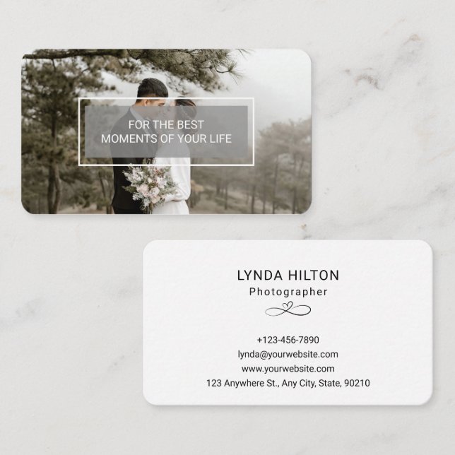 Carte De Visite Photographie Mariage personnalisée en blanc (Devant / Derrière)