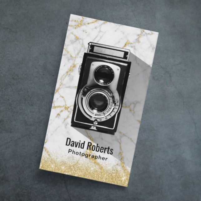 Carte De Visite Photographie moderne Caméra photographe en marbre  (Créateur téléchargé)