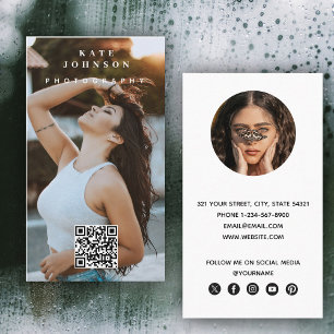 Carte De Visite Photographie Moderne Minimaliste Simple Code QR Ph