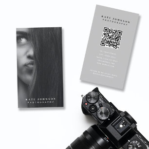 Carte De Visite Photographie moderne Pleine photo Gris élégant