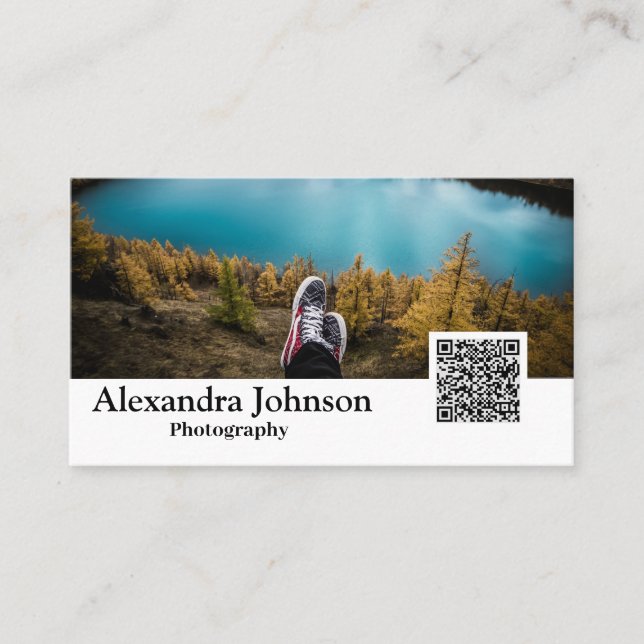 Carte De Visite Photographie moderne QR Code Photographe (Devant)