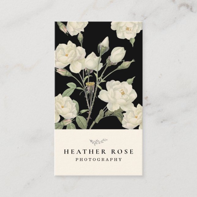 Carte De Visite Photographie noir foncé Arrière - plan blanc Roses (Devant)