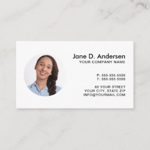 Carte De Visite Photographie personnalisée et logo blanc élégan