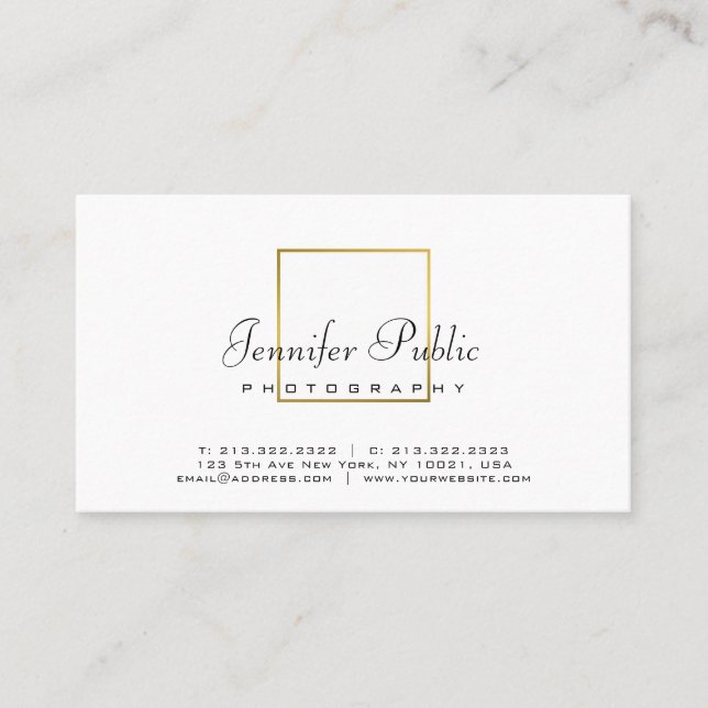 Carte De Visite Photographie Plain Elegant Gold Look Photographe (Devant)