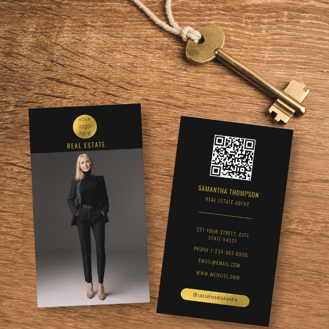 Carte De Visite Photographie professionnelle Black & Gold Agent im (Créateur téléchargé)