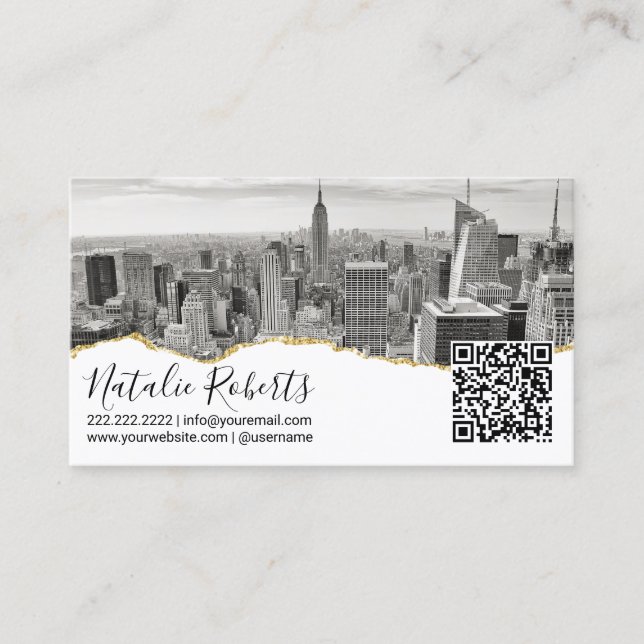 Carte De Visite Photographie QR Code personnalisé photo minimalist (Devant)