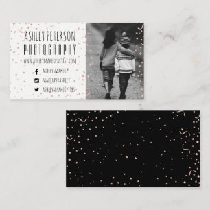 Carte De Visite Photographie rose de confettis d'or de faux