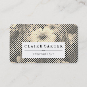 Carte De Visite Photographie Sepia Floral Diagonal Stripes