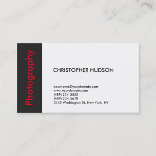 Carte De Visite Photographie tendance rouge blanc foncé gris foncé