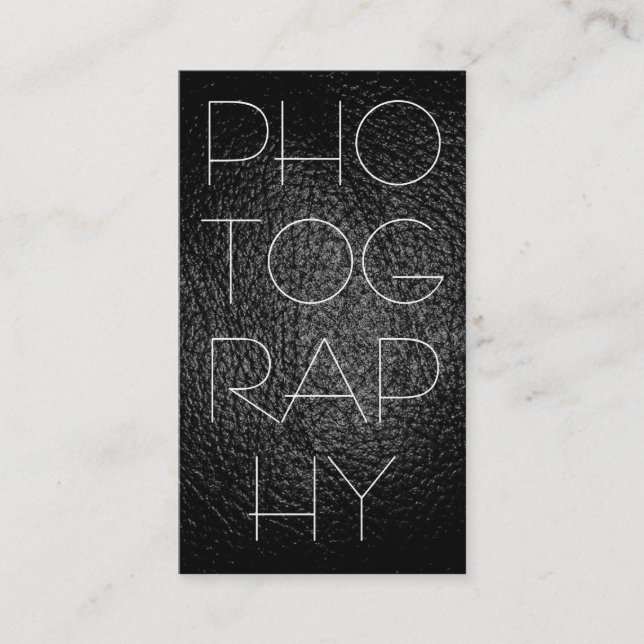 Carte de visite photographique élégant en cuir gri (Devant)