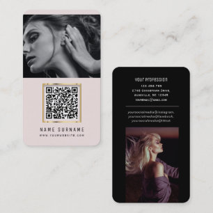 Carte De Visite photos code qr scannable code-barres moderne blush