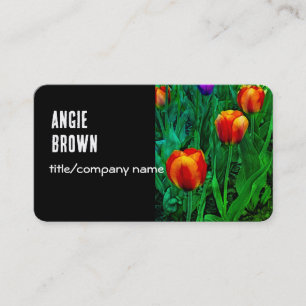 Carte De Visite photos de fleurs tulipes audacieuses sur noir