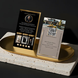 Carte De Visite Photos de médias sociaux en or noir pour l'immobil