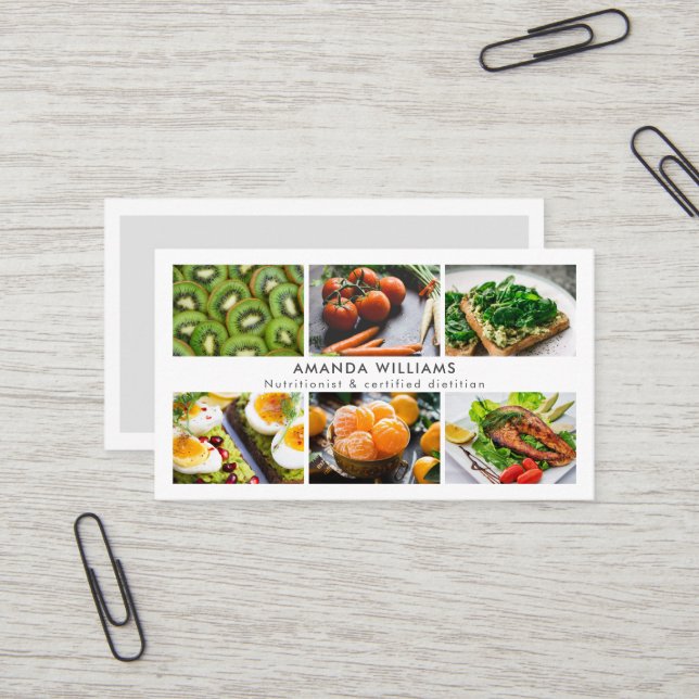 Carte De Visite Photos nutritionnistes diététiciennes modernes gri (Devant/Arrière en situation)