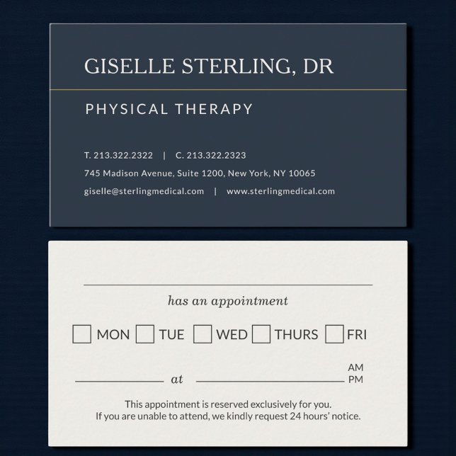 Carte De Visite Physical Therapy Office Appointment Reminder (Créateur téléchargé)
