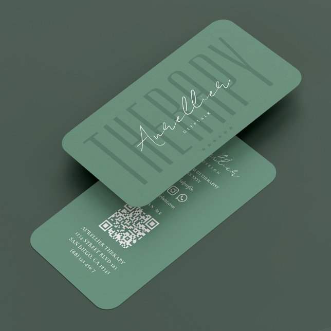 Carte De Visite Physiologiste de thérapie moderne Dusty Script Tur (Modern Therapist Physiologist Dusty Teal Script Business Card
)