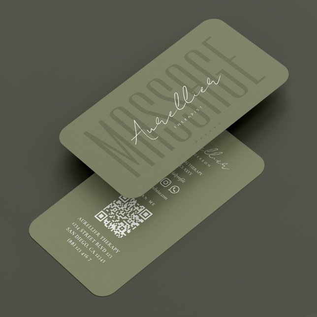 Carte De Visite Physiothérapeute de massage Sage foncé Physiothéra (Massage Therapist Dark Sage Green Physiotherapist Business Card
☆★
☆★
☆★
☆★
☆★
(35394)
 | 
)