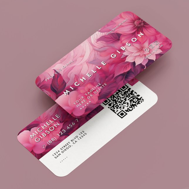Carte De Visite Physothérapie Wellness Floral Pink Minimal (Physical Therapist Wellness Floral Pink Minimal Business Card
)
