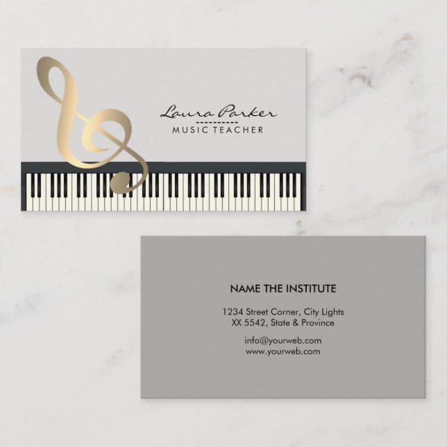 Carte De Visite Pianiste de musicien de clavier de piano de (Devant / Derrière)