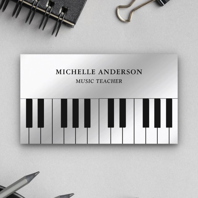 Carte De Visite Pianiste de piano à claviers à huile d'argent Pian (Créateur téléchargé)