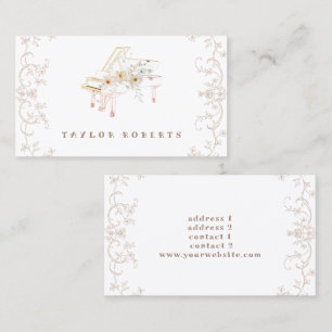 Carte De Visite pianiste fleurs blanches
