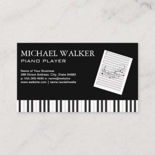 Carte De Visite Pianiste   Lecteur de musique   Notes de feuille