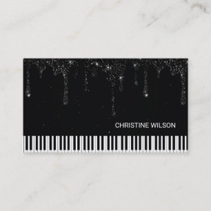 Carte De Visite pianiste parties scintillant à goutte noire