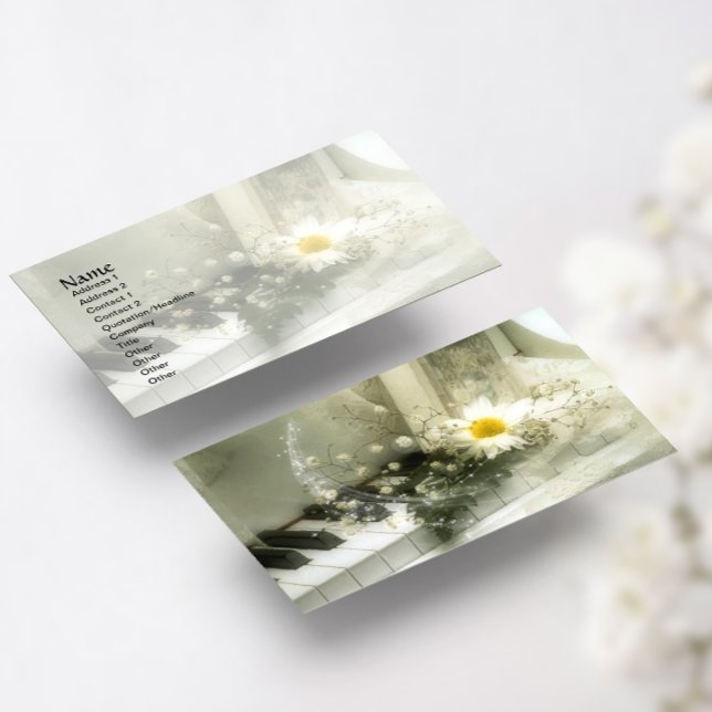 Carte De Visite Piano, Fleurs et Étoiles (Créateur téléchargé)